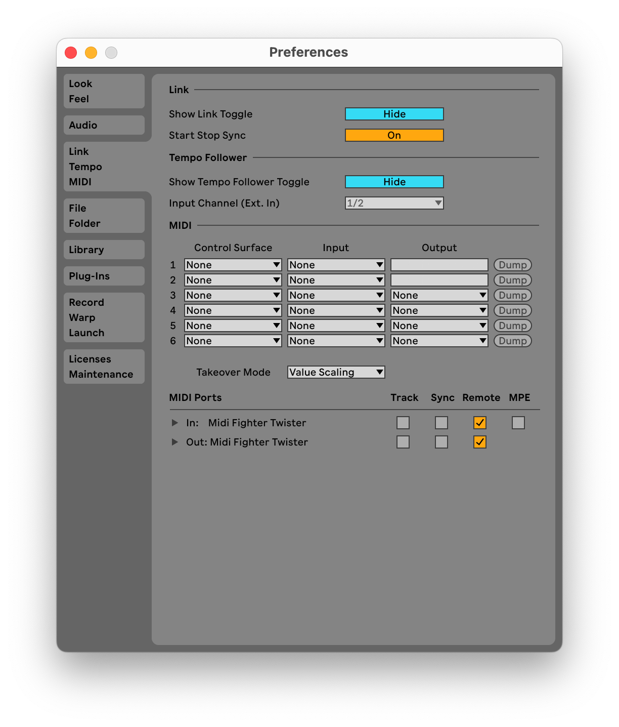 Midi Fighter Twister Setup